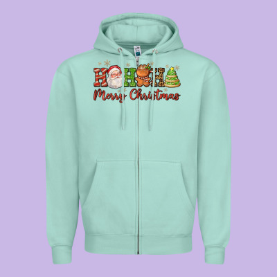 Hohoho Merry Christmas Santa Coffee Cup Tree Cooki Zipper Hoodie Designed By Fadigitalartstudio