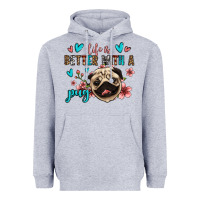 Heather Grey life is better with a pug Heavyweight Hoodie - Jasminsmagicworld