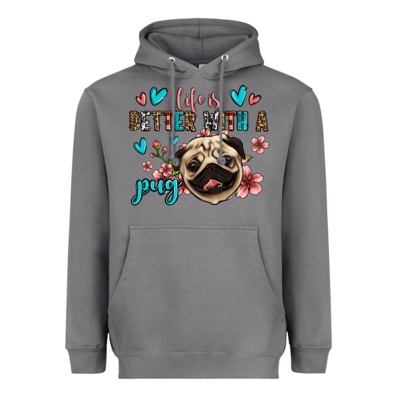 Life Is Better With A Pug Heavyweight Hoodie by Jasminsmagicworld | Teevron