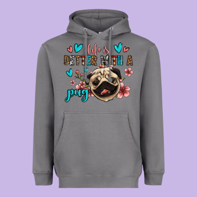 Life Is Better With A Pug Heavyweight Hoodie Designed By Jasminsmagicworld