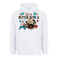 White life is better with a pug Heavyweight Hoodie - Jasminsmagicworld