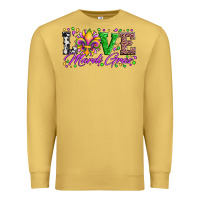 Antique Gold love mardi gras fleur de lis sunflower leopard and beads Premium Sweatshirt - Artiststas