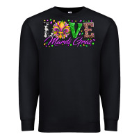 Black love mardi gras fleur de lis sunflower leopard and beads Premium Sweatshirt - Artiststas