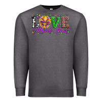 Charcoal Heather love mardi gras fleur de lis sunflower leopard and beads Premium Sweatshirt - Artiststas