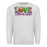Dove Grey love mardi gras fleur de lis sunflower leopard and beads Premium Sweatshirt - Artiststas