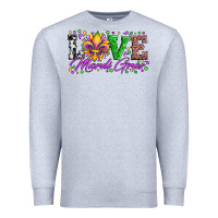 Heather Grey love mardi gras fleur de lis sunflower leopard and beads Premium Sweatshirt - Artiststas