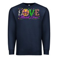 Navy love mardi gras fleur de lis sunflower leopard and beads Premium Sweatshirt - Artiststas