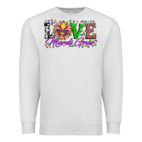 Oatmeal Heather love mardi gras fleur de lis sunflower leopard and beads Premium Sweatshirt - Artiststas