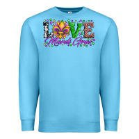 Ocean Blue love mardi gras fleur de lis sunflower leopard and beads Premium Sweatshirt - Artiststas