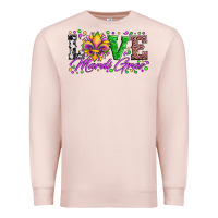 Pale Pink love mardi gras fleur de lis sunflower leopard and beads Premium Sweatshirt - Artiststas