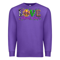 Purple love mardi gras fleur de lis sunflower leopard and beads Premium Sweatshirt - Artiststas