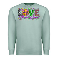Love Mardi Gras Fleur De Lis Sunflower Leopard And Beads Premium Sweatshirt | Teevron
