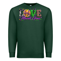 Sports Green love mardi gras fleur de lis sunflower leopard and beads Premium Sweatshirt - Artiststas