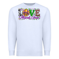 White love mardi gras fleur de lis sunflower leopard and beads Premium Sweatshirt - Artiststas