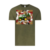 Vintage Olive christmas farm tractor Vintage Tee - RanaPortraitStore