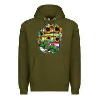 Army Green Arizona Map Sunflower Cactus Serape Premium Hoodie - RanaPortraitStore