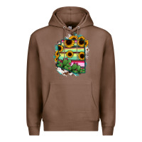 Chestnut Arizona Map Sunflower Cactus Serape Premium Hoodie - RanaPortraitStore