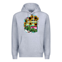 Heather Grey Arizona Map Sunflower Cactus Serape Premium Hoodie - RanaPortraitStore
