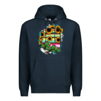 Navy Arizona Map Sunflower Cactus Serape Premium Hoodie - RanaPortraitStore