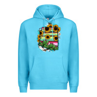 Ocean Blue Arizona Map Sunflower Cactus Serape Premium Hoodie - RanaPortraitStore