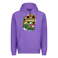 Purple Arizona Map Sunflower Cactus Serape Premium Hoodie - RanaPortraitStore