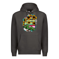 Smoke Arizona Map Sunflower Cactus Serape Premium Hoodie - RanaPortraitStore