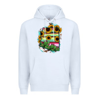 White Arizona Map Sunflower Cactus Serape Premium Hoodie - RanaPortraitStore