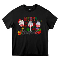 Black Merry Christmas Heavy Core Tee - CowhideDigitalArt