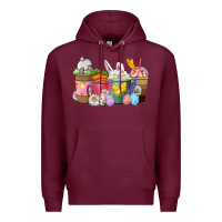 Burgundy Easter coffee cups Premium Hoodie - NancyCooperArtShop