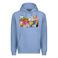 Colony Blue Easter coffee cups Premium Hoodie - NancyCooperArtShop