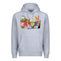 Heather Grey Easter coffee cups Premium Hoodie - NancyCooperArtShop
