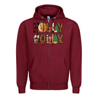 Burgundy holly jolly Zipper Hoodie - FaDigitalArtStudio
