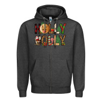 Charcoal Heather holly jolly Zipper Hoodie - FaDigitalArtStudio