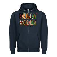 Navy holly jolly Zipper Hoodie - FaDigitalArtStudio