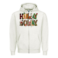 Oatmeal Heather holly jolly Zipper Hoodie - FaDigitalArtStudio