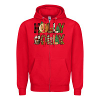 Red holly jolly Zipper Hoodie - FaDigitalArtStudio