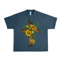 Midnight Navy sunflower cross Urban Heavy Tee - texasbilliewilder