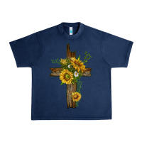 Navy sunflower cross Urban Heavy Tee - texasbilliewilder