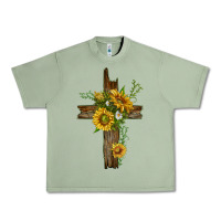 Oil Green sunflower cross Urban Heavy Tee - texasbilliewilder