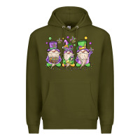 Army Green mardi gras gnomes Premium Hoodie - MaliasSmallBusiness