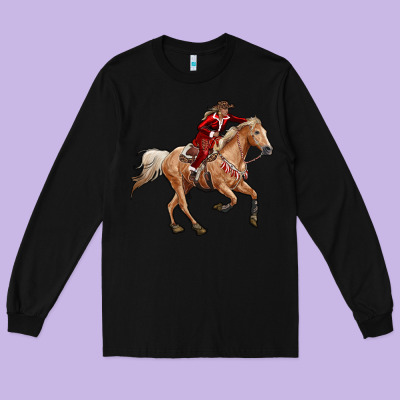 Christmas Cowgirl Long Sleeve Tee Designed By Ranaportraitstore
