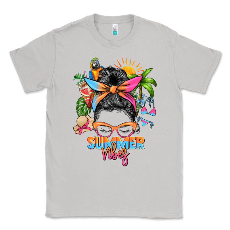 Summer Vibes Messy Bun Classic Tee by Zillion Design Studio | Teevron