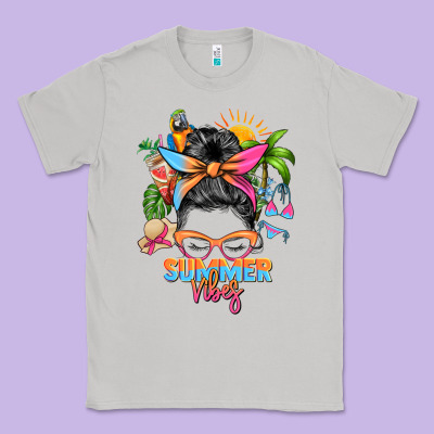 Summer Vibes Messy Bun Classic Tee Designed By Zillion Design Studio
