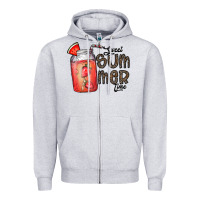 Heather Grey summer Zipper Hoodie - CowhideDigitalArt