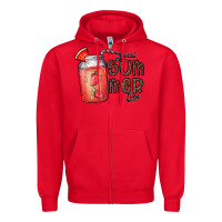 Red summer Zipper Hoodie - CowhideDigitalArt