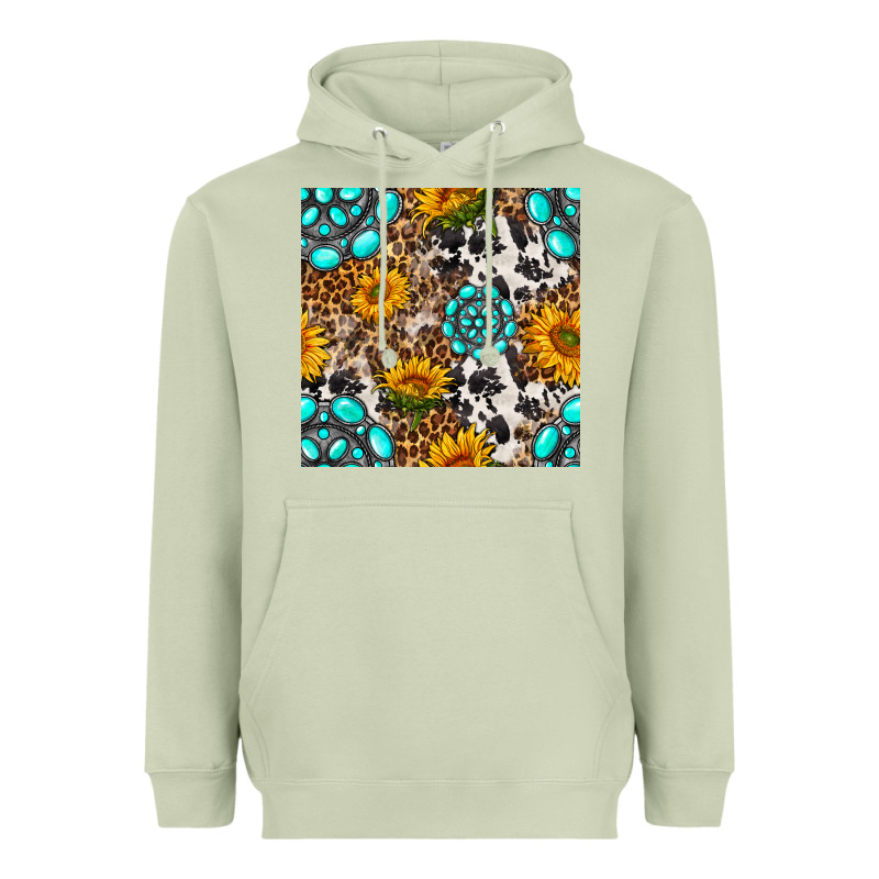 Western Gemstone And Sunflower Seamless Pattern Heavyweight Hoodie by BundleAndBundleShop | Teevron