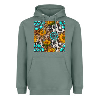 Sage western gemstone and sunflower seamless pattern Heavyweight Hoodie - BundleAndBundleShop