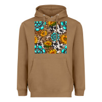 Toasted Coconut western gemstone and sunflower seamless pattern Heavyweight Hoodie - BundleAndBundleShop