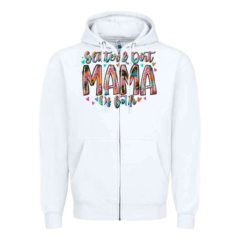 Glitter And Dirt Mama Of Both Zipper Hoodie by RacoonDesign | Teevron