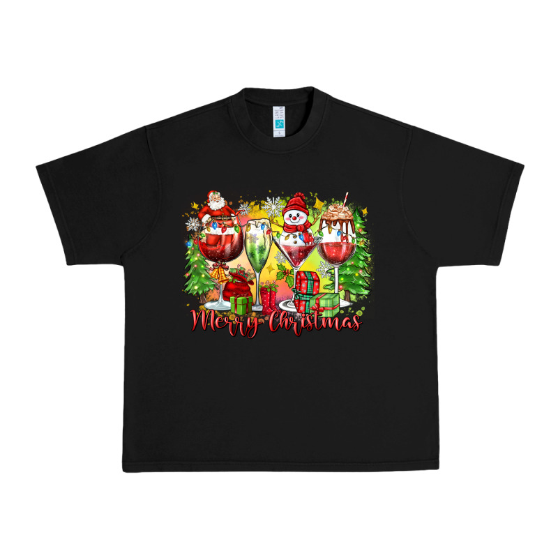 Merry Christmas Wine Glasses Urban Heavy Tee by Zillion Design Studio | Teevron